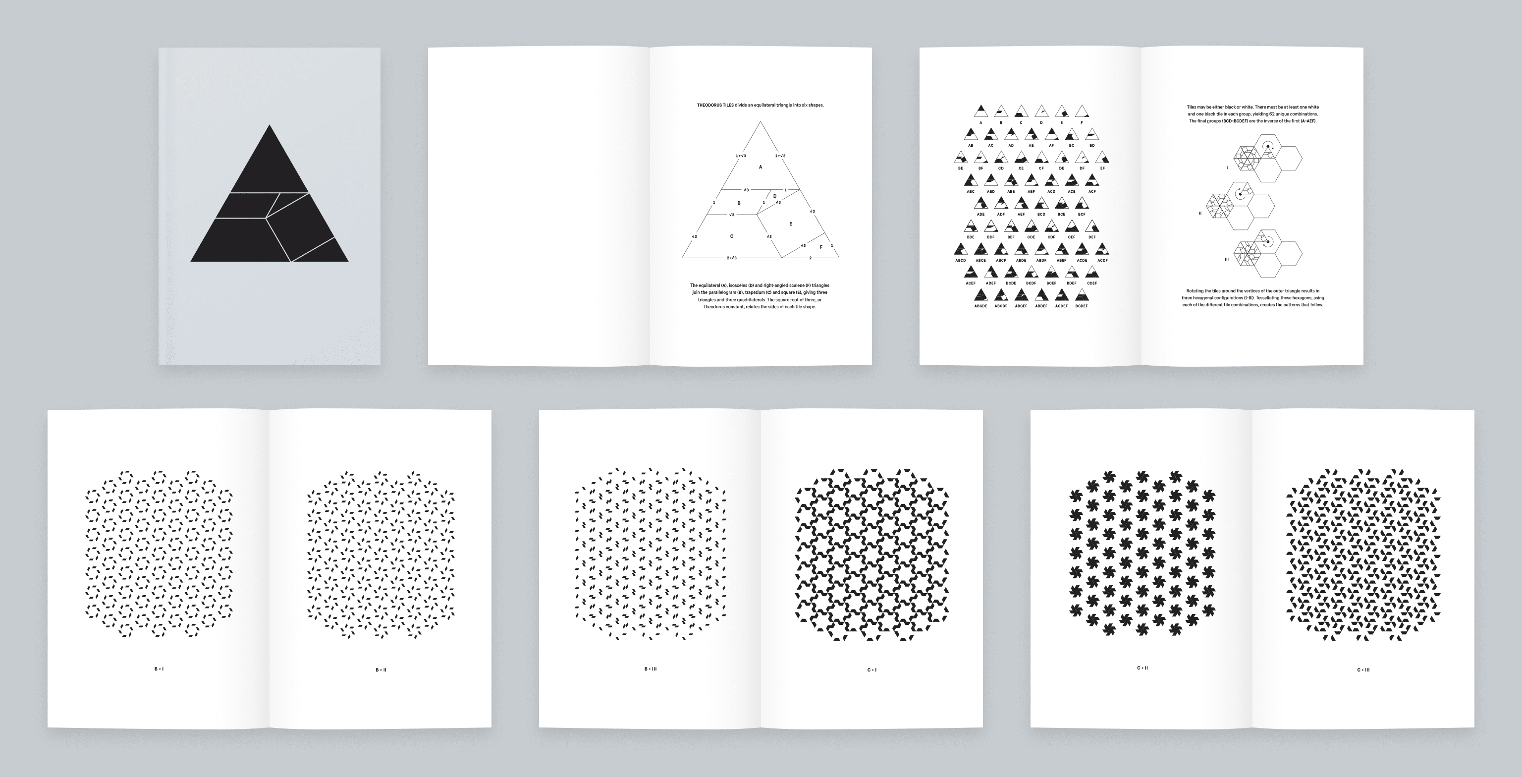 Different spreads from the Theodorus Tiles booklet